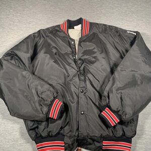 Vintage Hartwell Jacket Mens Large Black Mira Costa Varsity Bomber USA 90s Nylon